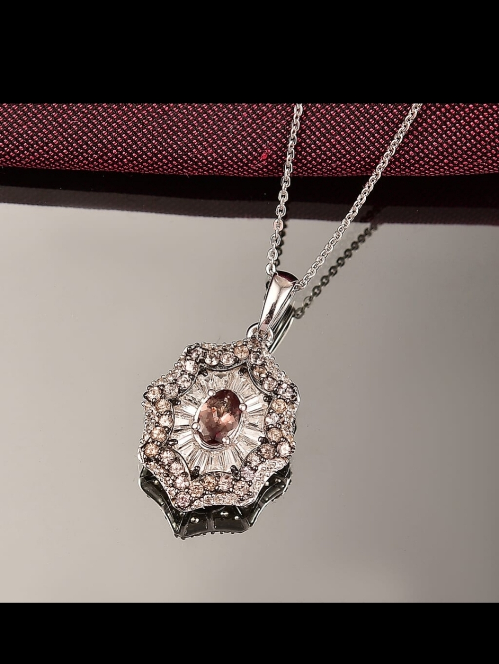 NEW Madagascar Color Change Garnet &  White Zircon Celestial Radiance Necklace